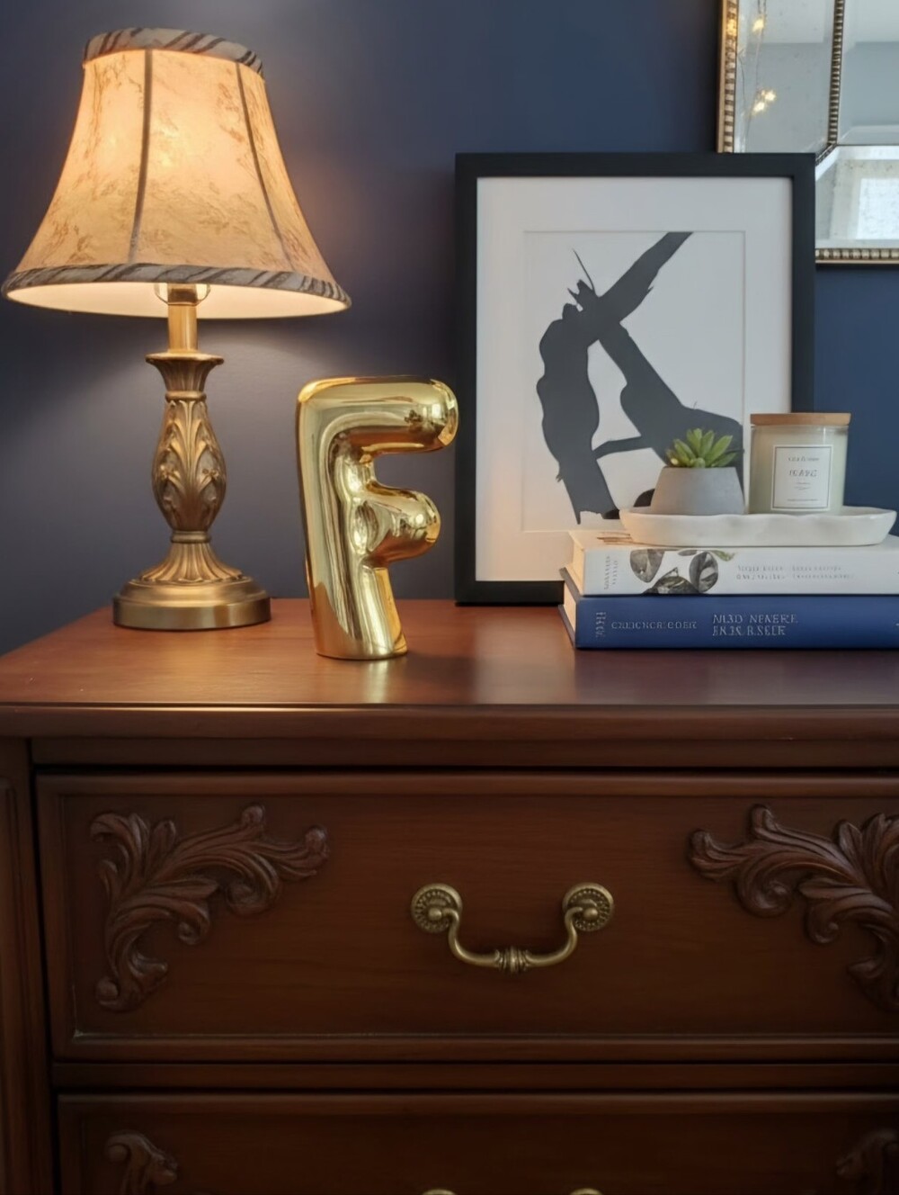 Gold Ceramic Letter 'F' Decorative Accent - Home Accents